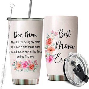Teezwonder Thank You Mom Tumbler with Straw